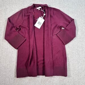 Evolution by Cyrus Open Front Cardigan Sweater Burgundy Size Medium 3/4 Sleeve